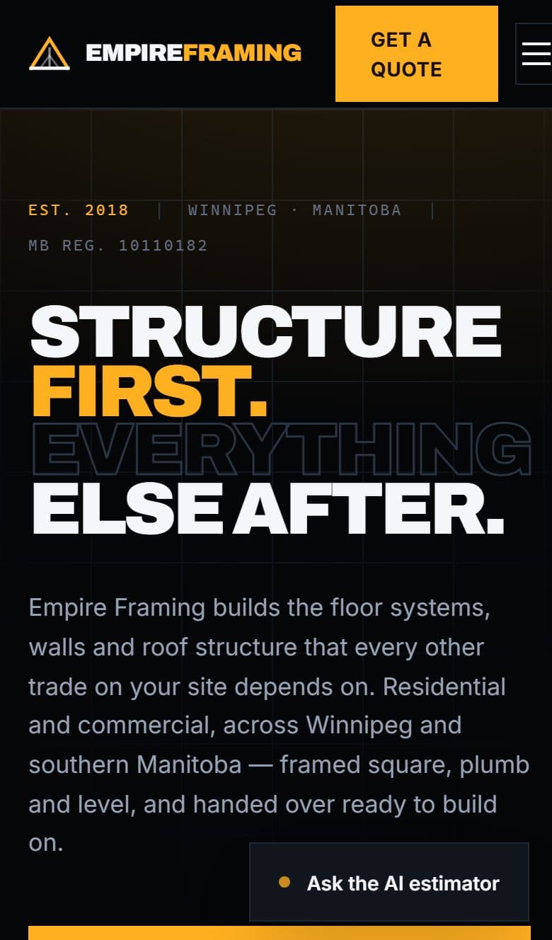 Empire Framing Inc. on a phone