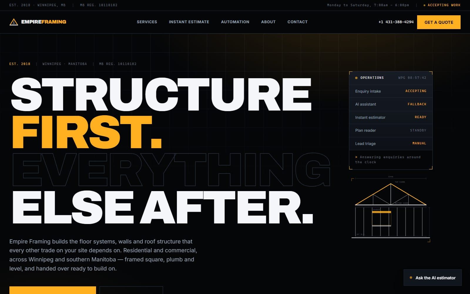 Empire Framing Inc. — Custom-framing contractor — 25-year operator, four provinces