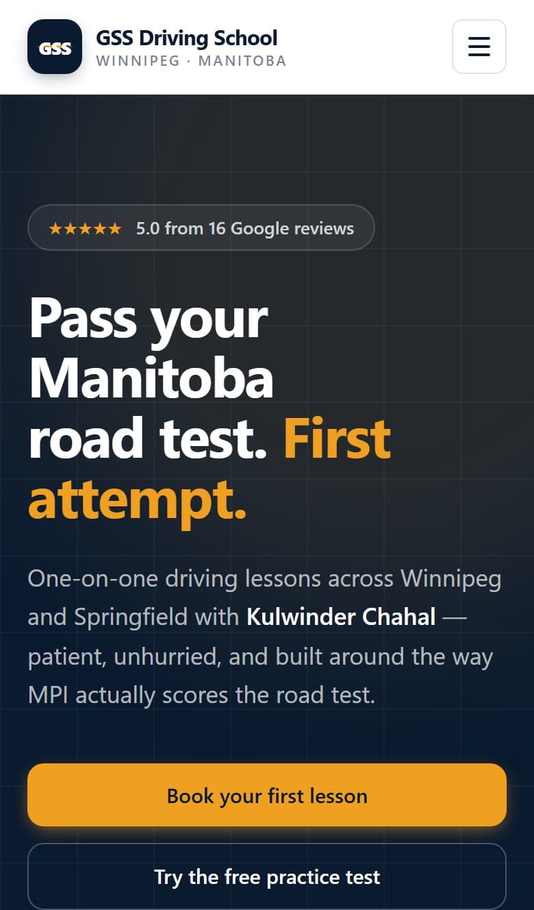 GSS Driving School on a phone