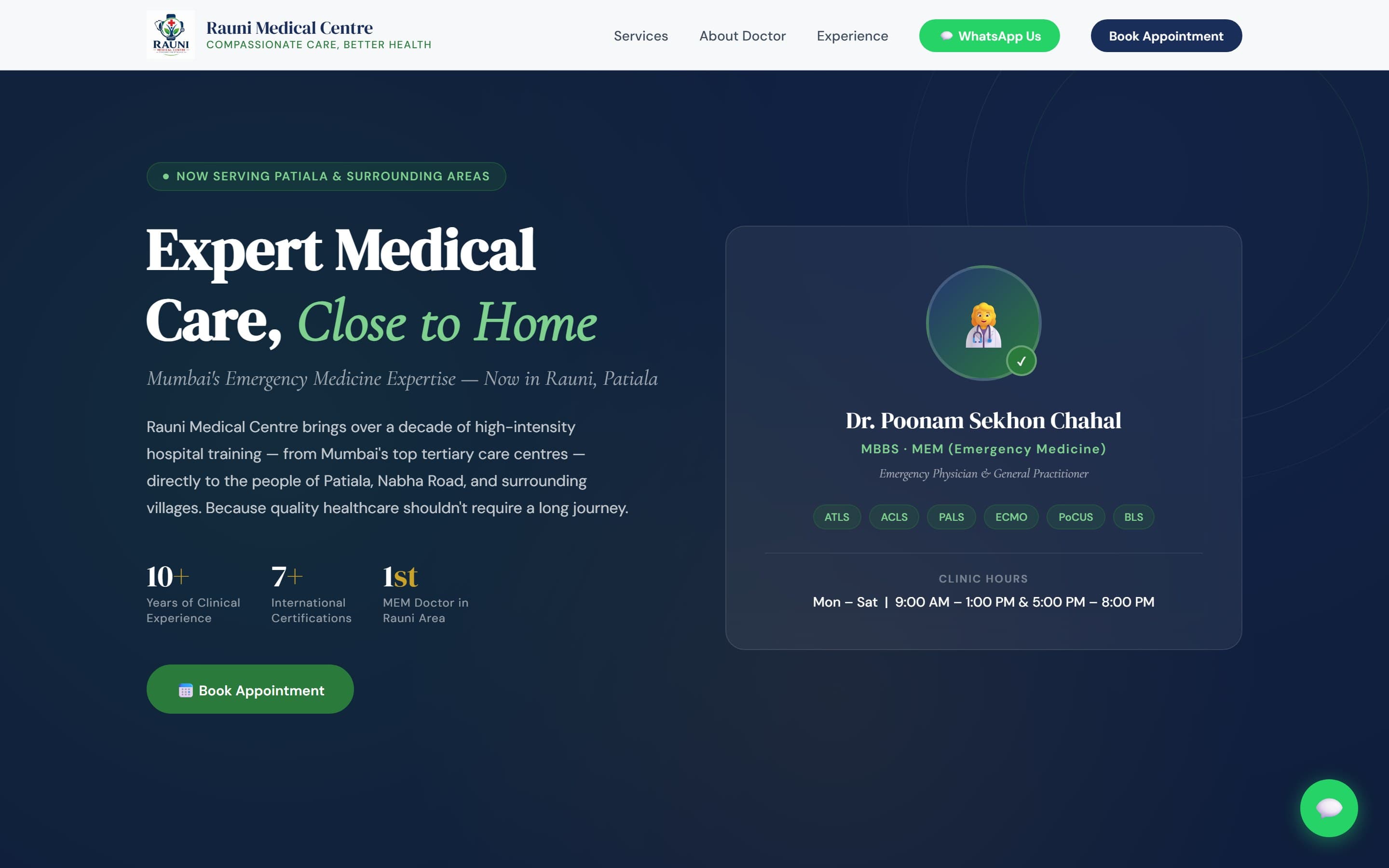 Rauni Medical Centre — a neighbourhood clinic website for Dr