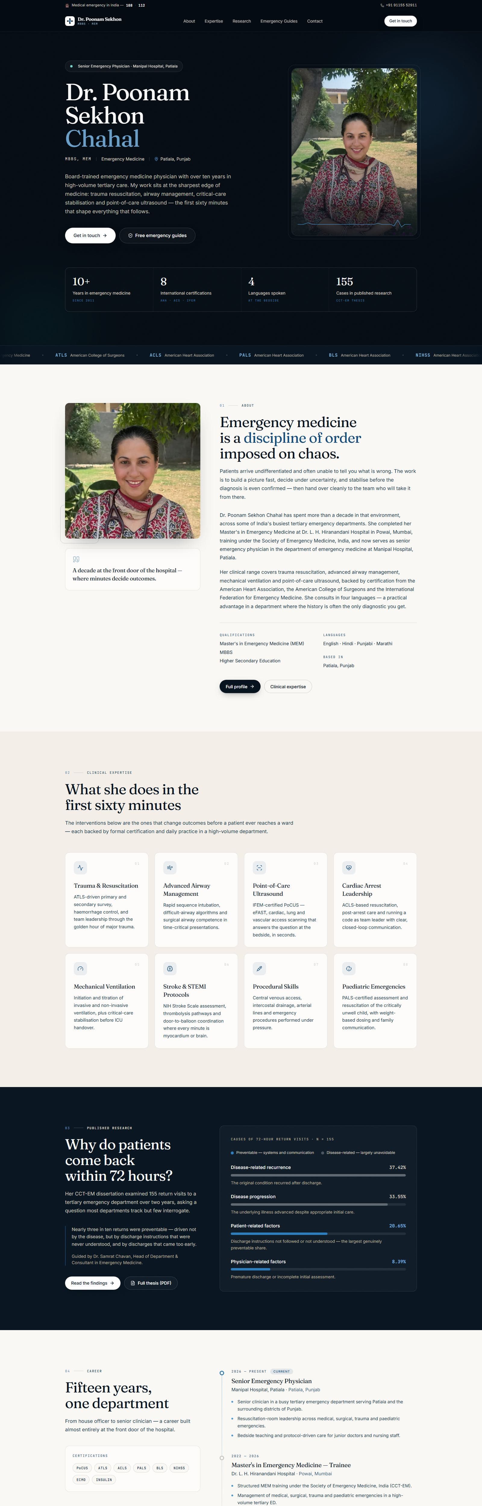 Personal site for an emergency-medicine physician — 4 languages — hero