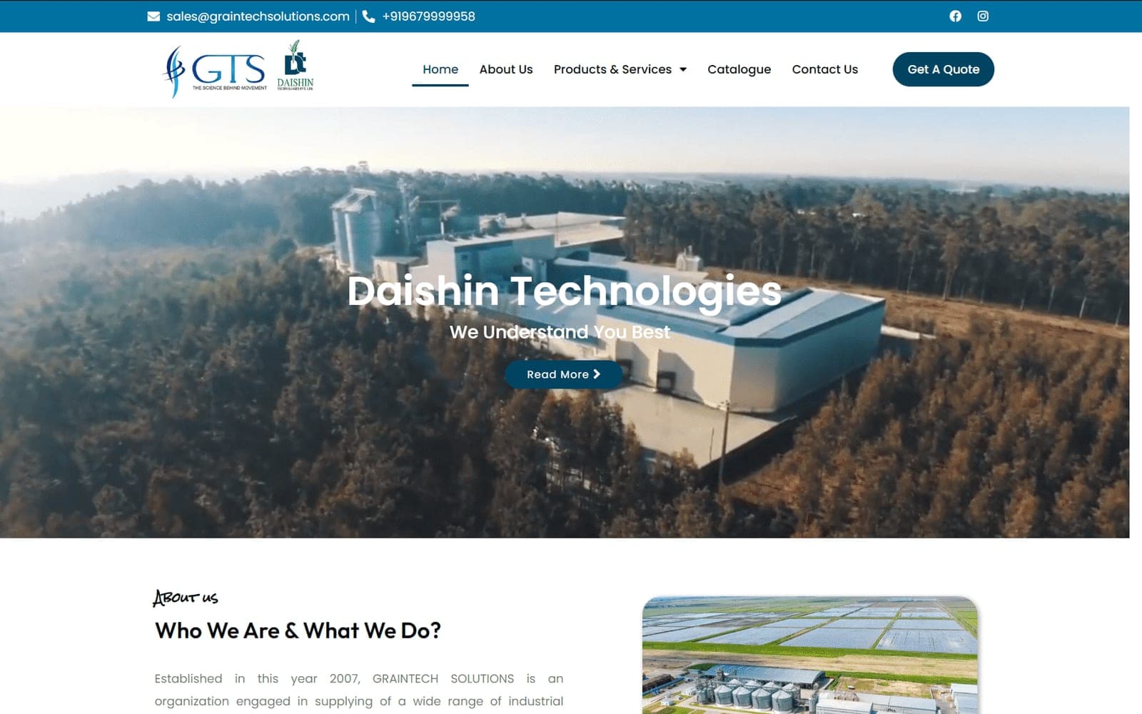 Industrial equipment catalogue site: colour sorters, rice graders, boiler automation — Graintech Solutions