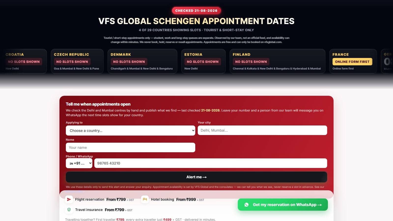 Schengen appointment dates, checked by hand