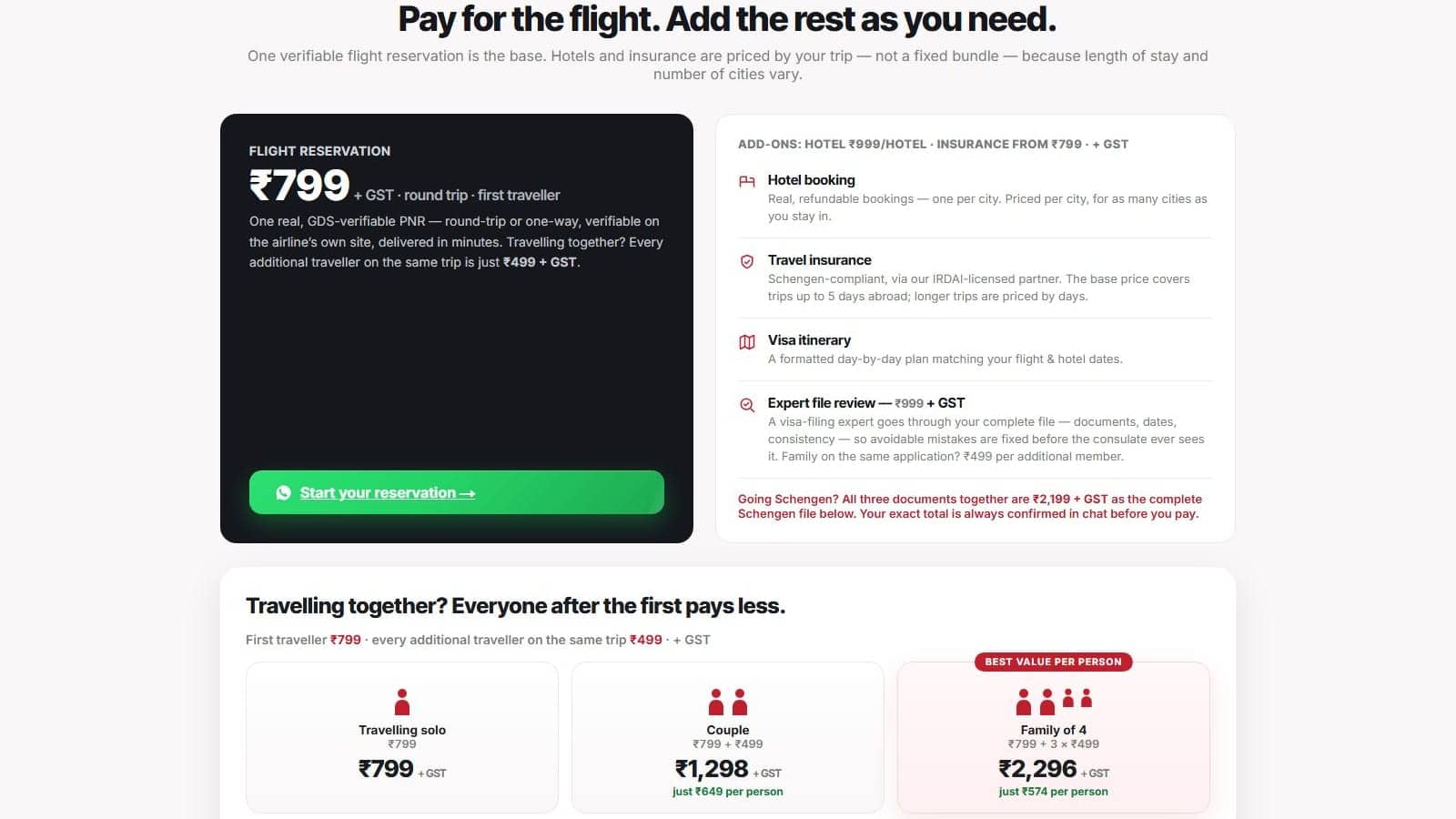 Pay for the flight, add the rest