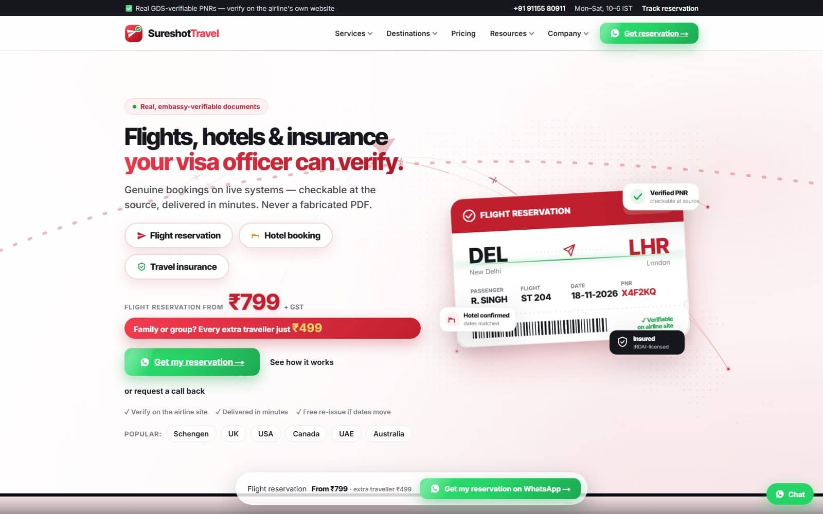 SureshotTravel: the live site on a desktop screen