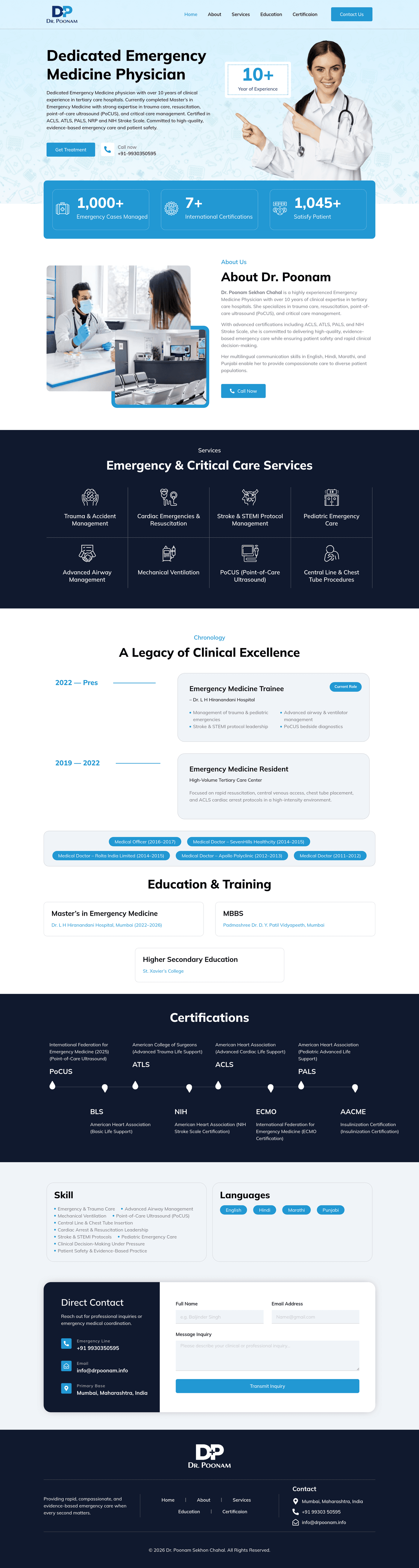 Personal site for an emergency-medicine physician — 4 languages — screenshot 1