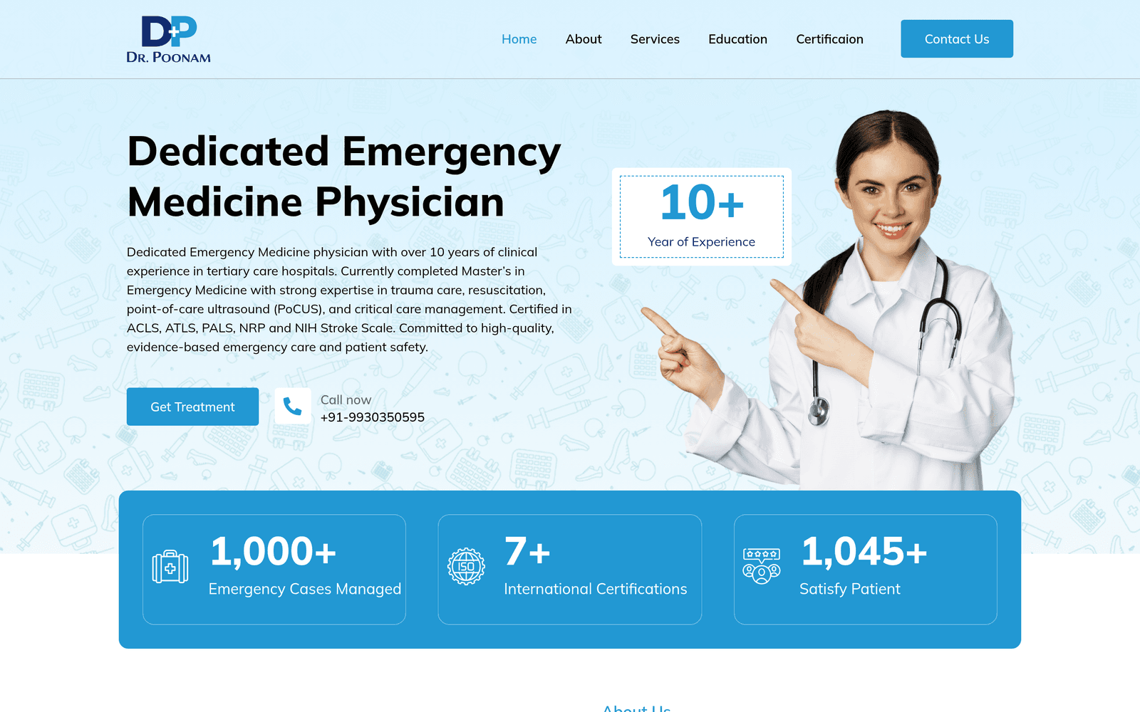 Personal site for an emergency-medicine physician — 4 languages — hero