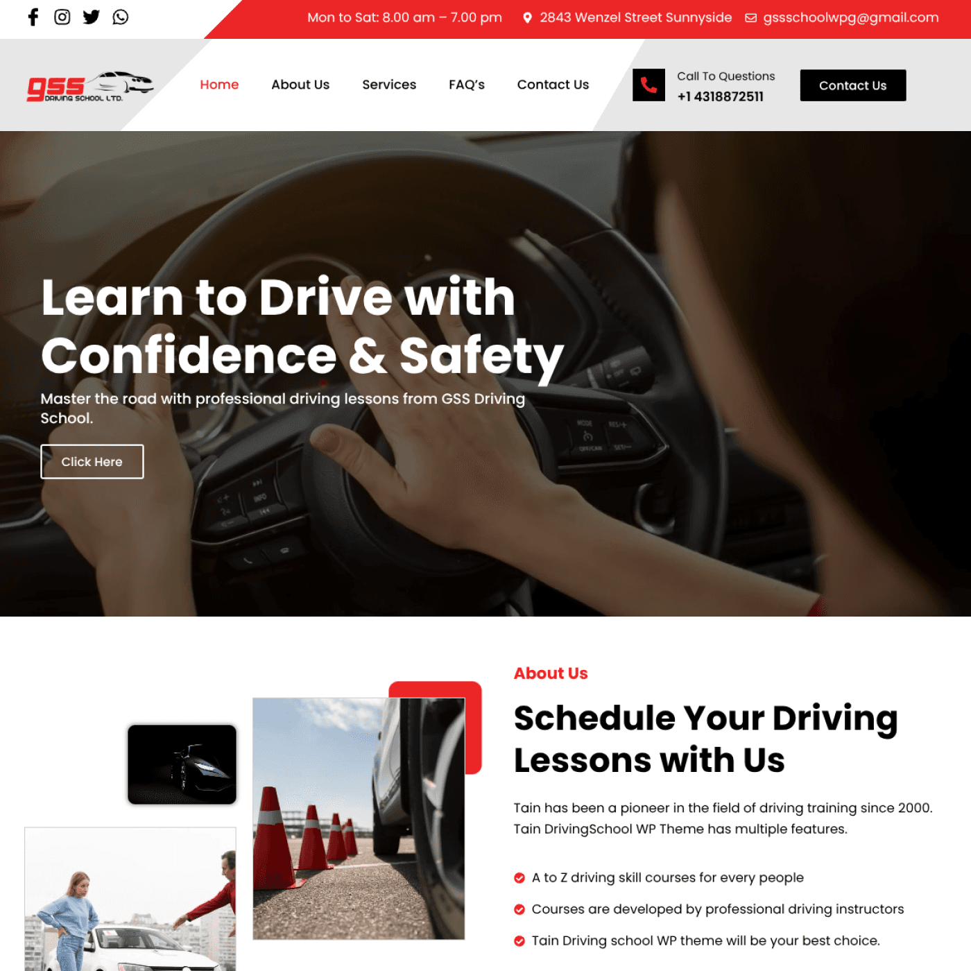 Driving school site — 96% first-attempt pass rate hook — screenshot 1