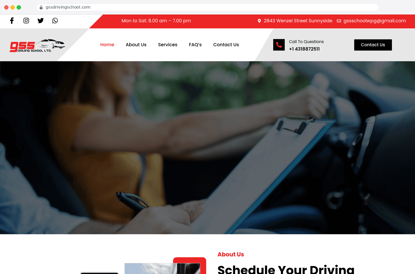 Driving school site — 96% first-attempt pass rate hook — screenshot 3
