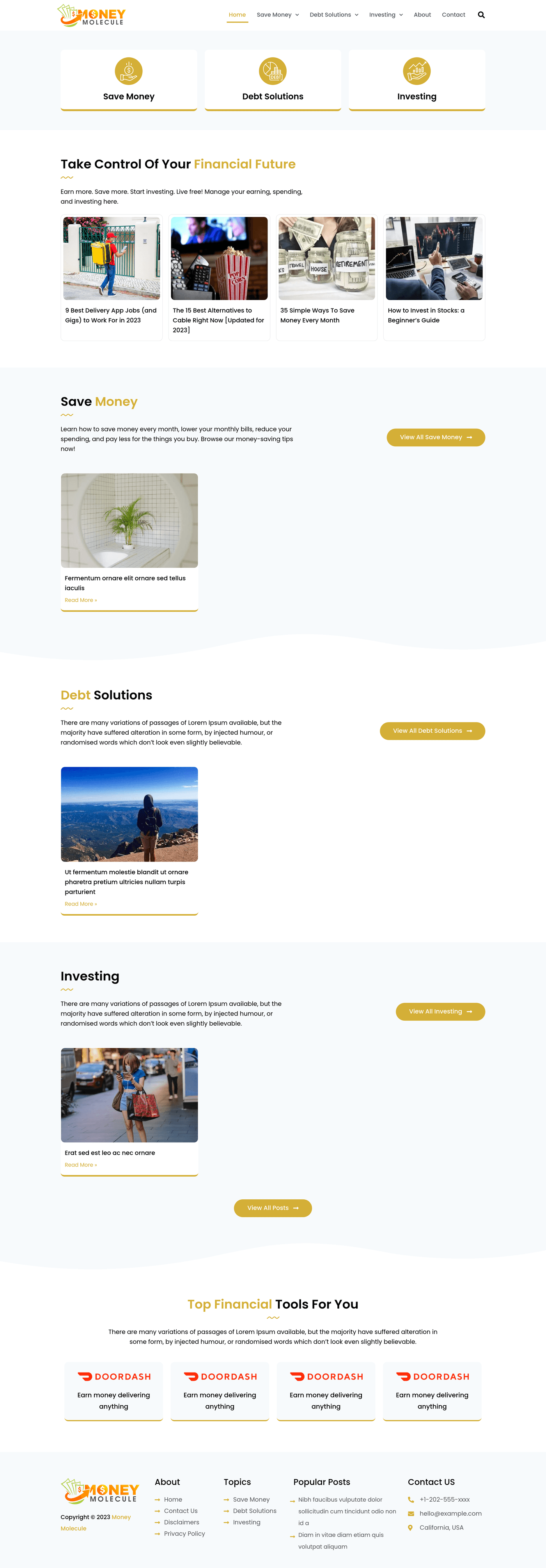 Personal-finance content site with categorised library and search — screenshot 1